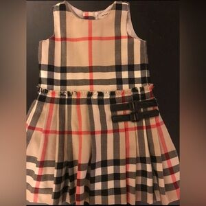 Burberry Kids Dress in Beige, Black, and Red Plaid